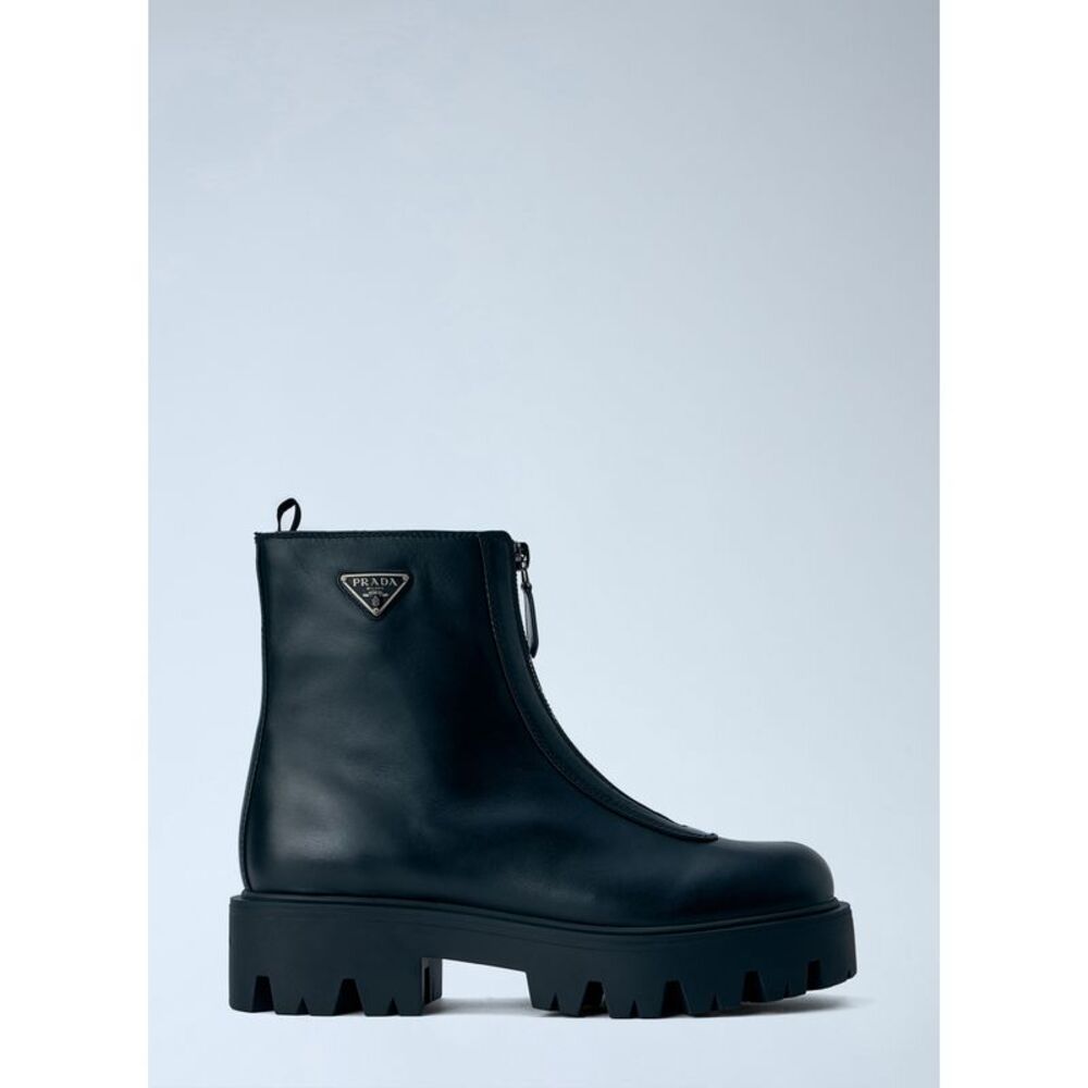 Prada Women Leather Zipper Booties